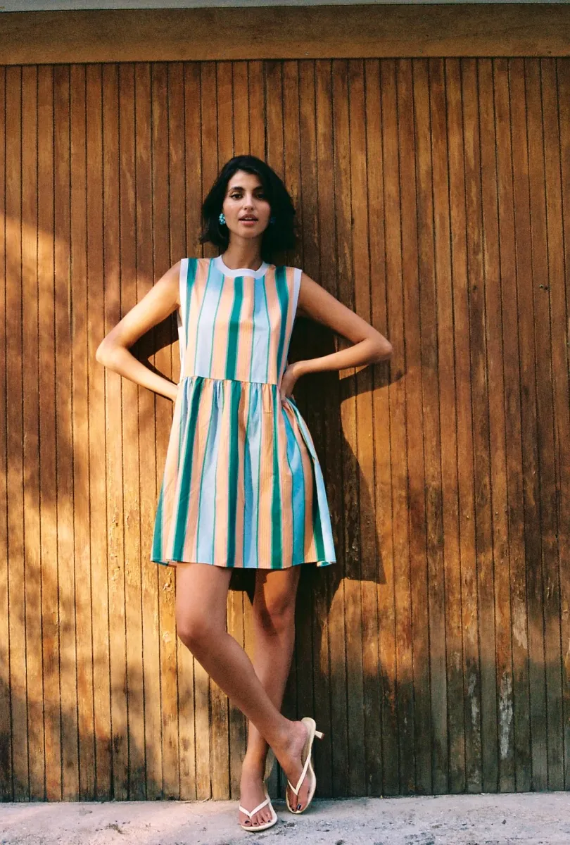 Matenia Dress (Green Stripes)