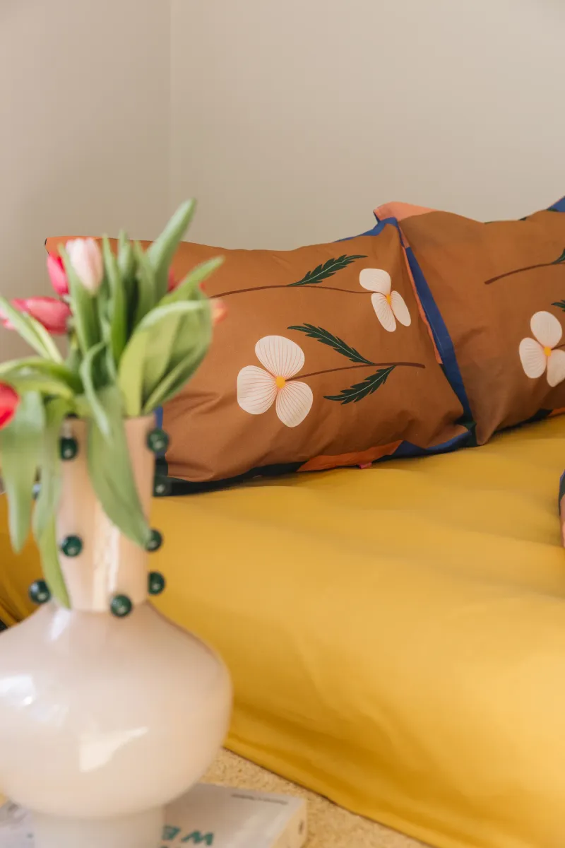 Percale Fitted Sheet (Mustard) 160x200