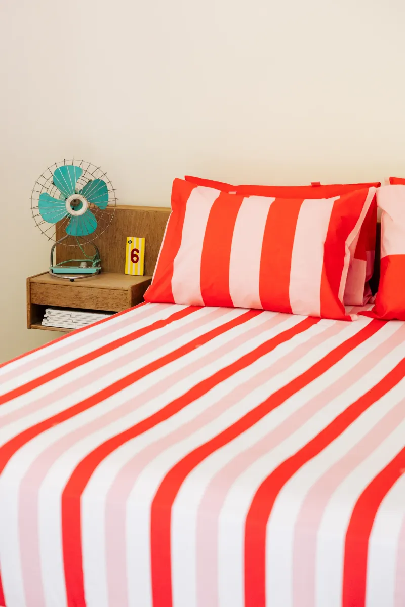 Pillow Case (Pink Red Stripes)
