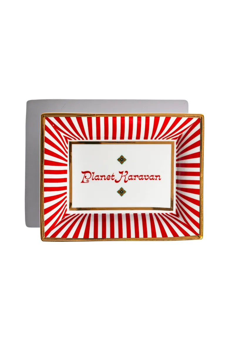 Porcelain Ashtray (Red Stripes)