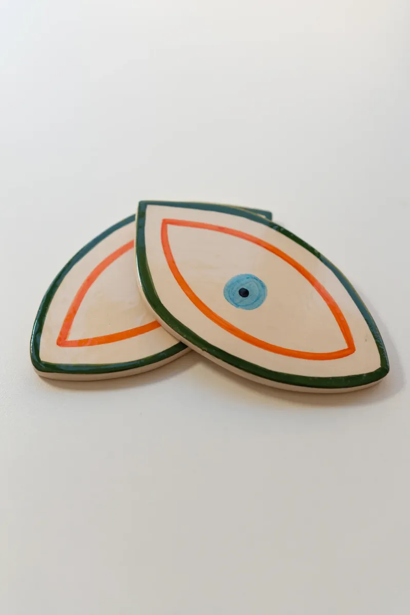 Serving Tray / Decorative Eye (Orange/Green)