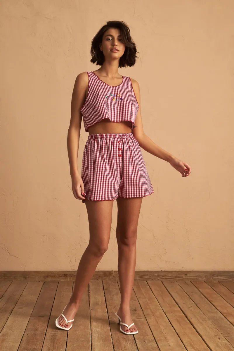 Shorts Checked Red