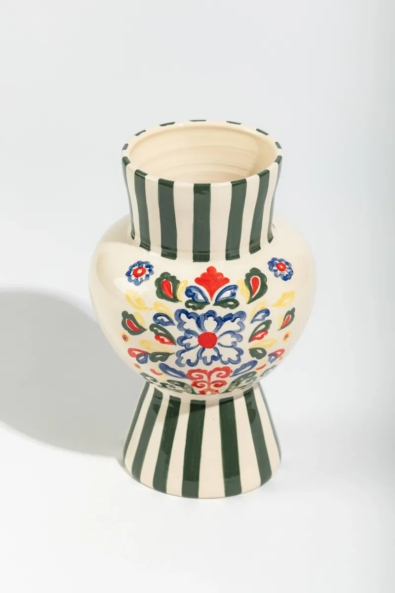 Vase Green Stripes