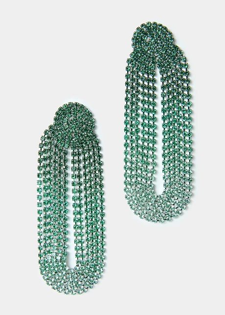 Σκουλαρίκια από στρας σε πράσινη απόχρωση