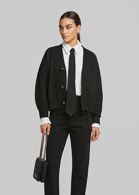 Πλεκτή ζακέτα με κουμπιά λουλούδια