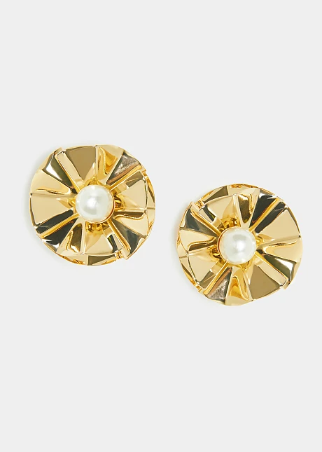 Σκουλαρίκια λουλούδια σε χρυσή όψη