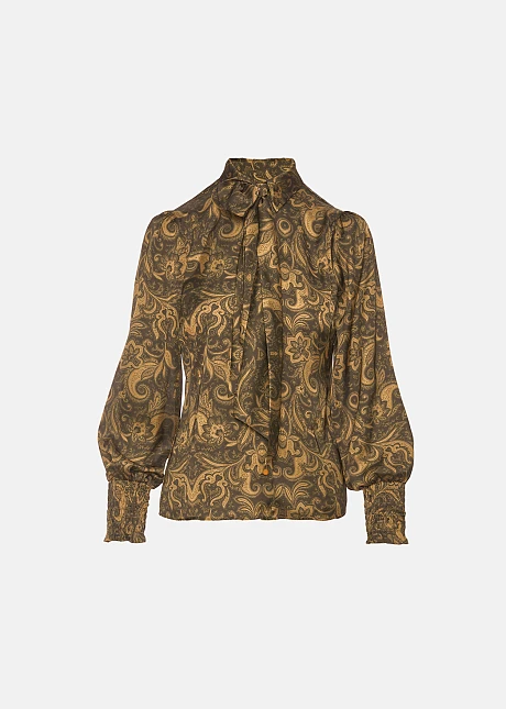 Εμπριμέ πουκάμισο με σατέν όψη