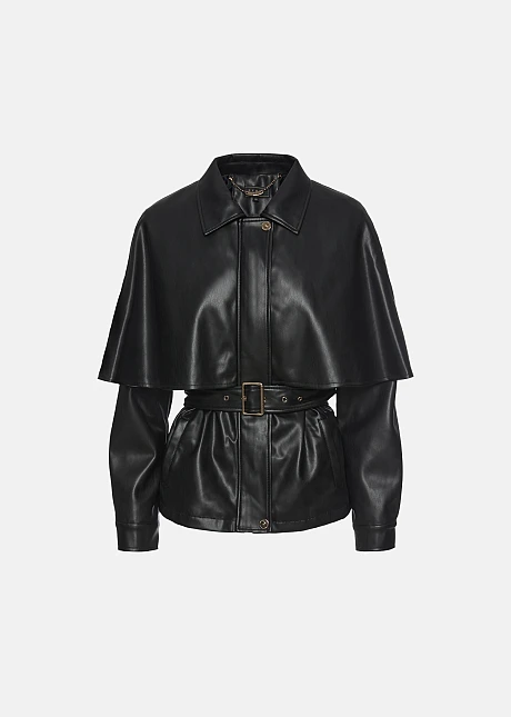 Τζάκετ κάπα με δερμάτινη όψη