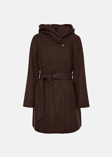 Παλτό μάλλινης όψης με κουκούλα