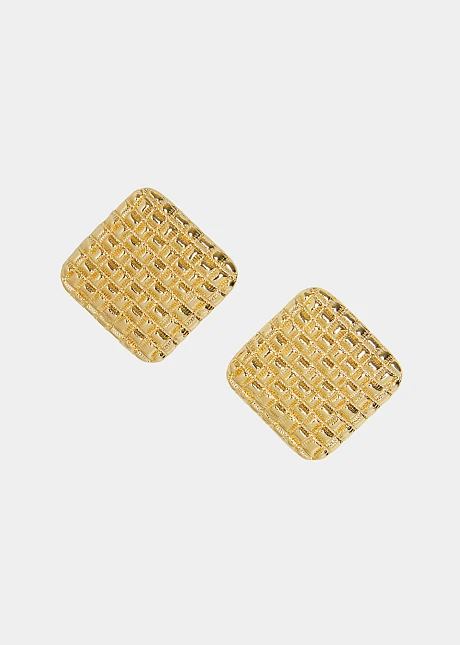 Πλεκτά σκουλαρίκια σε χρυσή όψη