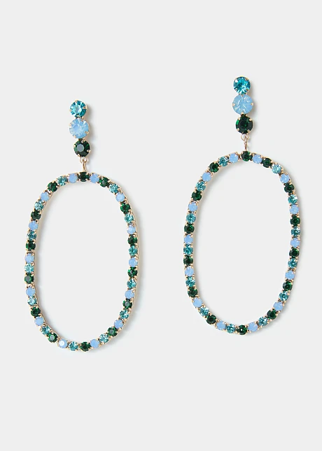 Κρεμαστά οβάλ σκουλαρίκια με στρας