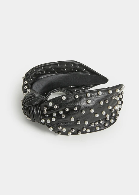 Στέκα με δερμάτινη όψη και πέρλες