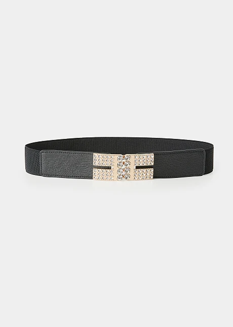 Ζώνη με στρας σε δερμάτινη όψη