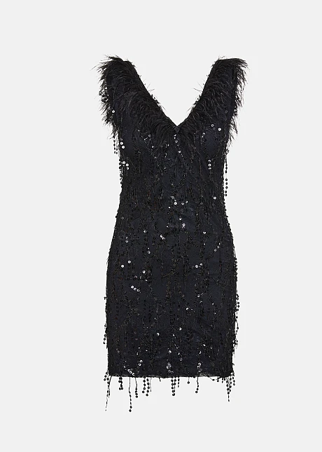 Μίνι φόρεμα με παγιέτες και φτερά