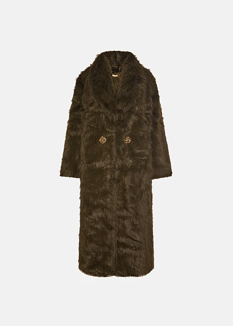 Μακρύ παλτό με όψη γούνας