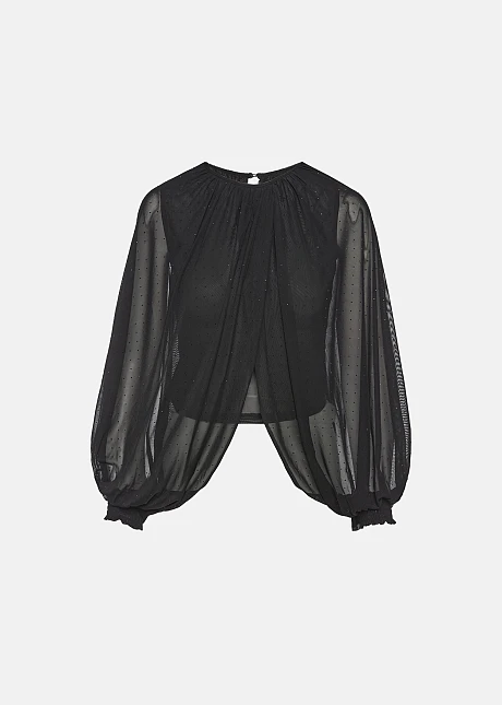 Μπλούζα διαφάνεια με έντονα μανίκια