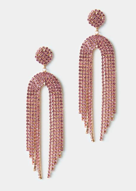 Κρεμαστά σκουλαρίκια με ασύμμετρα στρας