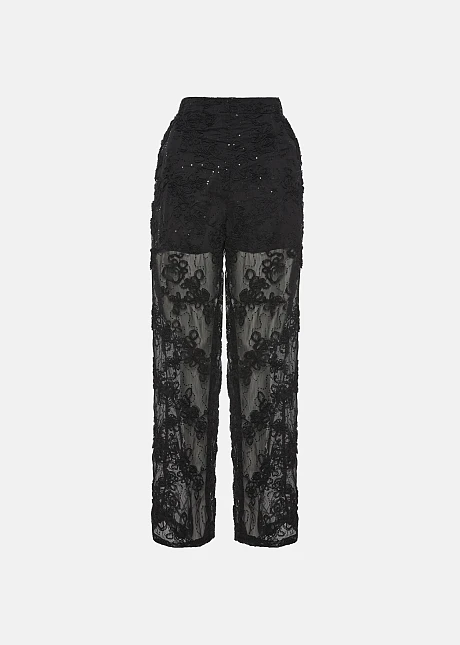 Ψηλόμεσο παντελόνι από απλικέ δαντέλα