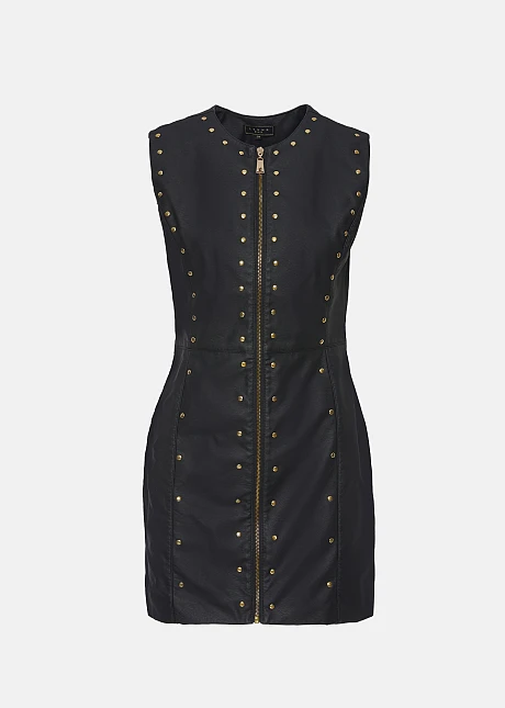 Μίνι φόρεμα με δερμάτινη όψη και φερμουάρ