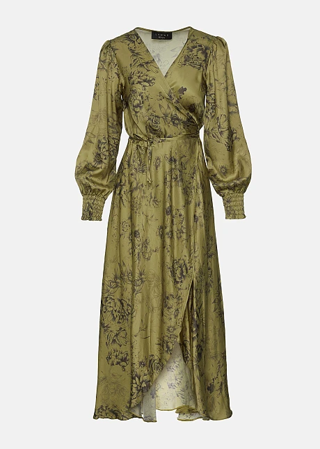 Κρουαζέ, εμπριμέ φόρεμα σε σατέν όψη