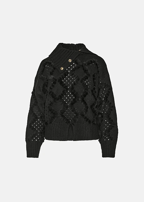 Πλεκτό πουλόβερ με άνοιγμα στο γιακά