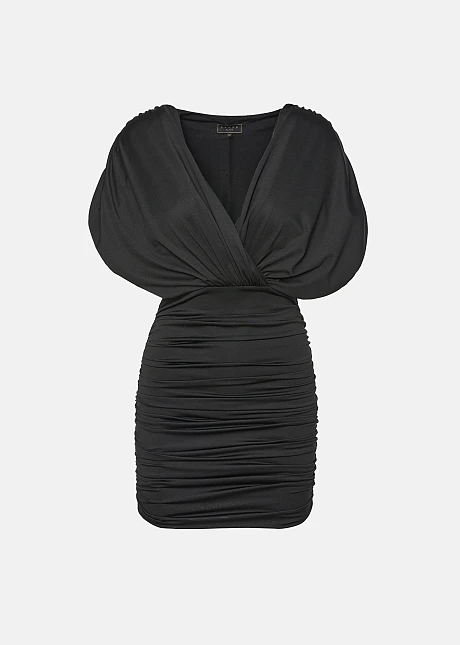 Μίνι φόρεμα με σούρες σε σατέν όψη