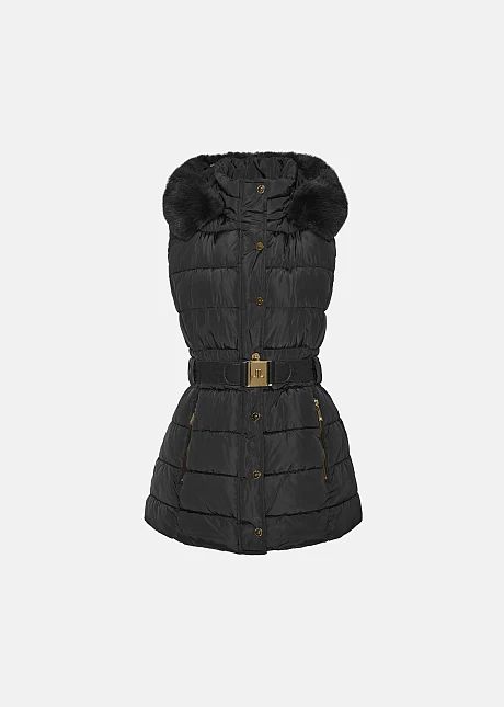 Αμάνικο μπουφάν με ζώνη