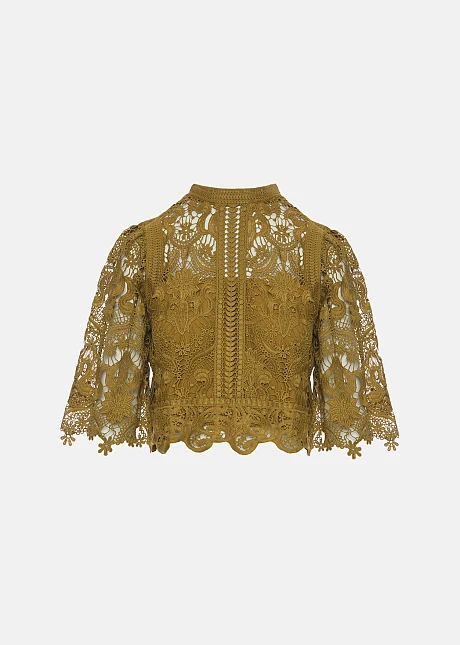 Κροπ τοπ από μπροντερί δαντέλα