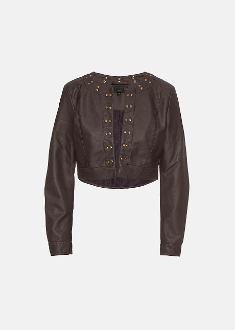 Μπολερό με δερμάτινη όψη και τρουκς