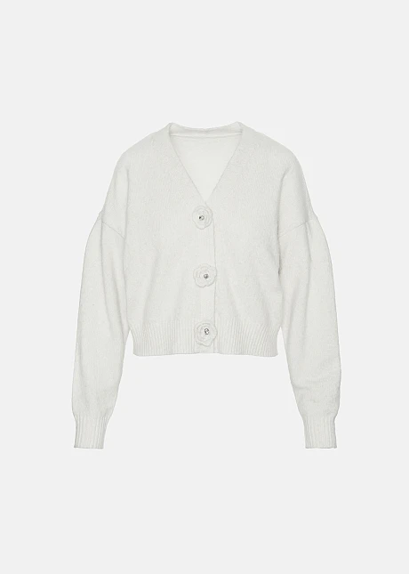 Πλεκτή ζακέτα με κουμπιά λουλούδια