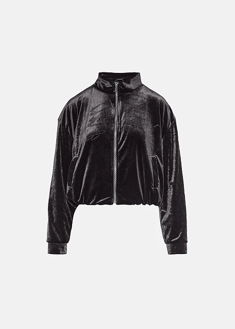 Ζακέτα με όψη βελούδου και στρας