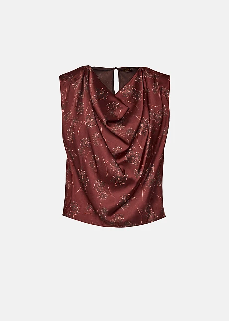 Ντραπέ μπλούζα σε σατέν όψη