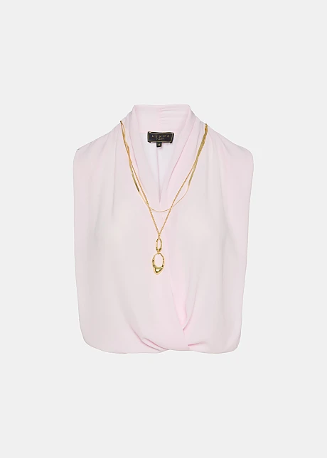 Κρουαζέ αμάνικη μπλούζα με κολιέ