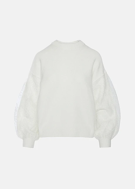 Πουλόβερ με τούλι στα μανίκια