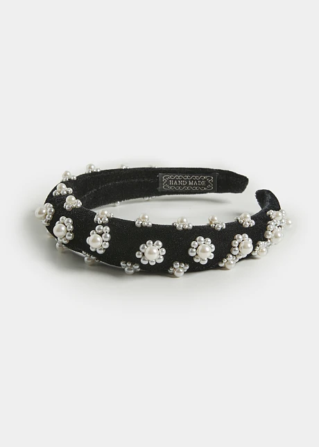 Στέκα βελούρ με πέρλες