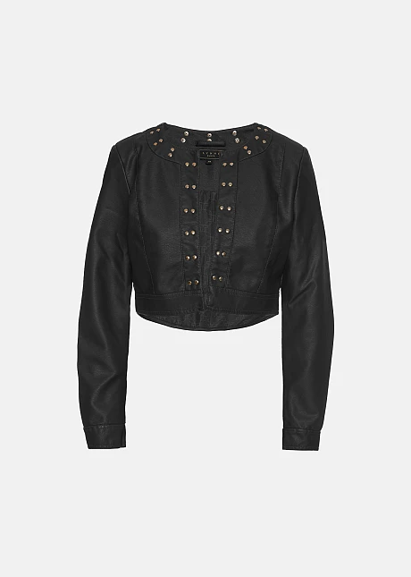 Μπολερό με δερμάτινη όψη και τρουκς