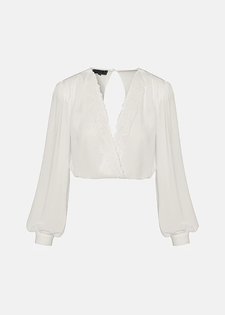 Κρουαζέ μπλούζα με δαντέλα