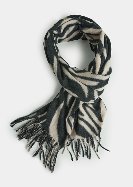 Πλεκτή animal print εσάρπα