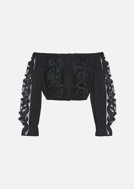 Έξωμη μπλούζα broderie anglaise