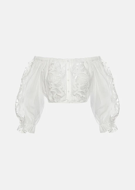 Έξωμη μπλούζα broderie anglaise