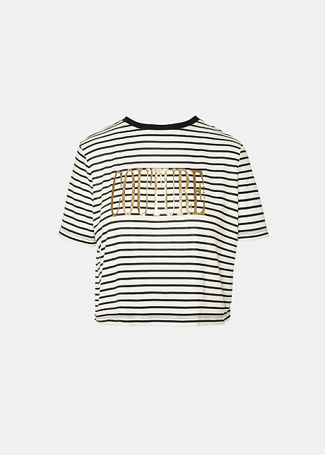 Crop top ριγε με foil τύπωμα