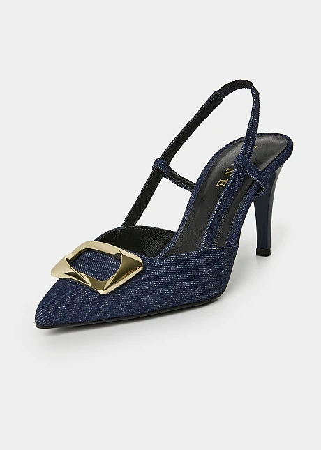 Denim slingback μυτερές γόβες