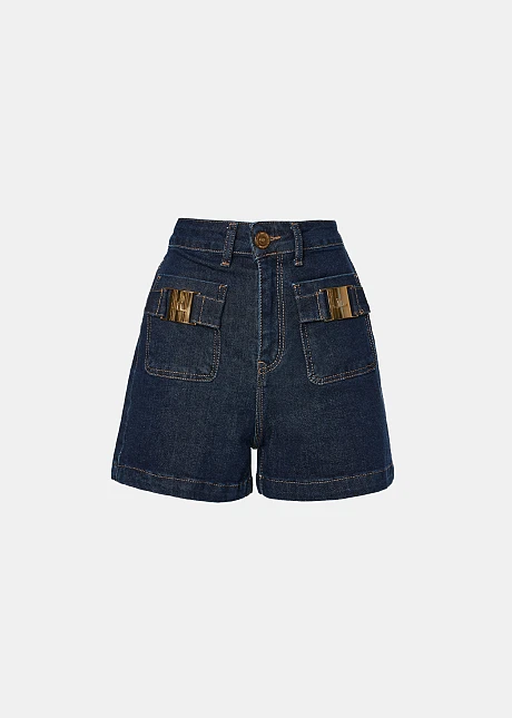 Denim Σορτς με μεταλλικές λεπτομέρειες