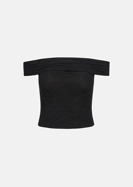 Off shoulder μπλούζα από δαντέλα