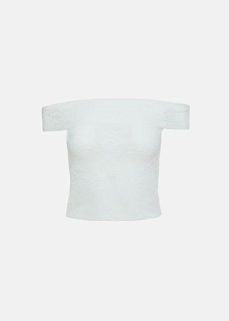 Off shoulder μπλούζα από δαντέλα