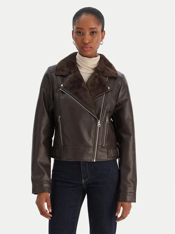 Μπουφάν από απομίμηση δέρματος · Καφέ