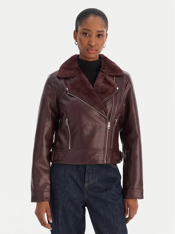 Μπουφάν από απομίμηση δέρματος · Μωβ