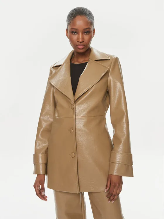 Μπουφάν από απομίμηση δέρματος · Καφέ