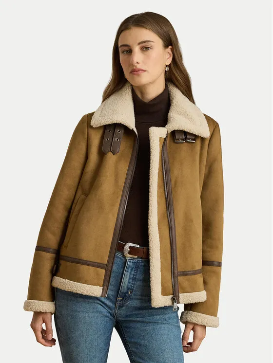 Μπουφάν από απομίμηση δέρματος · Καφέ