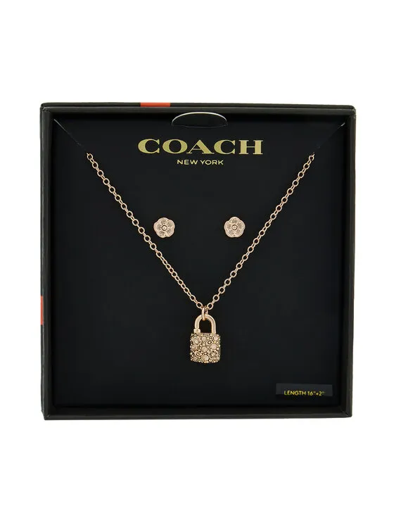 Σετ κολιέ και σκουλαρίκια · Ροζ χρυσό · Μέταλλο, Γυαλί